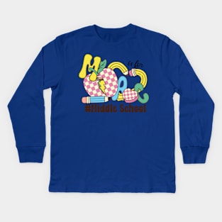 M Is For Middle School Teacher Groovy Back to School Kids Long Sleeve T-Shirt